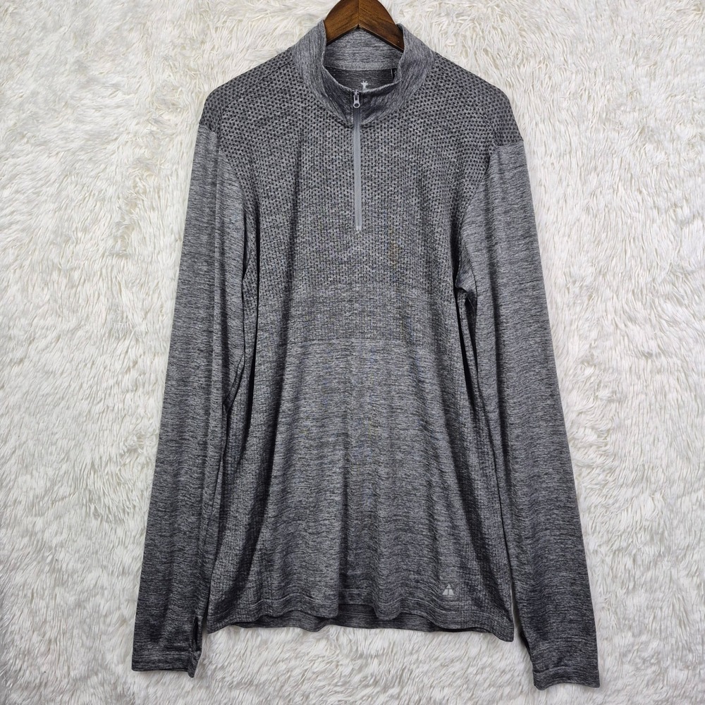 American Tall Mens L XT 1/4 Zip Pullover Grey Mesh Performance Top Athleisure